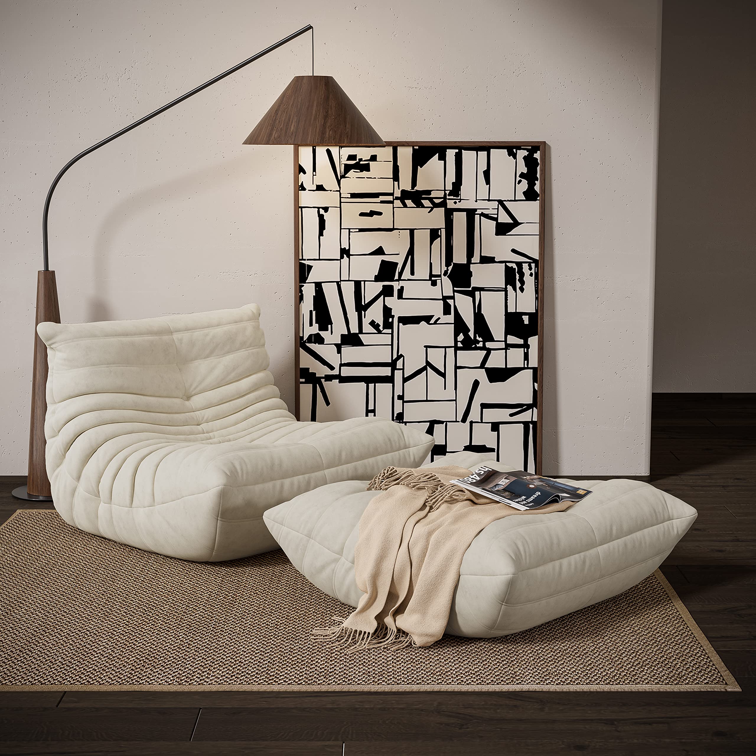 Amazon.co.jp: オットマン ソフト スエード フロア プーフ オットマン